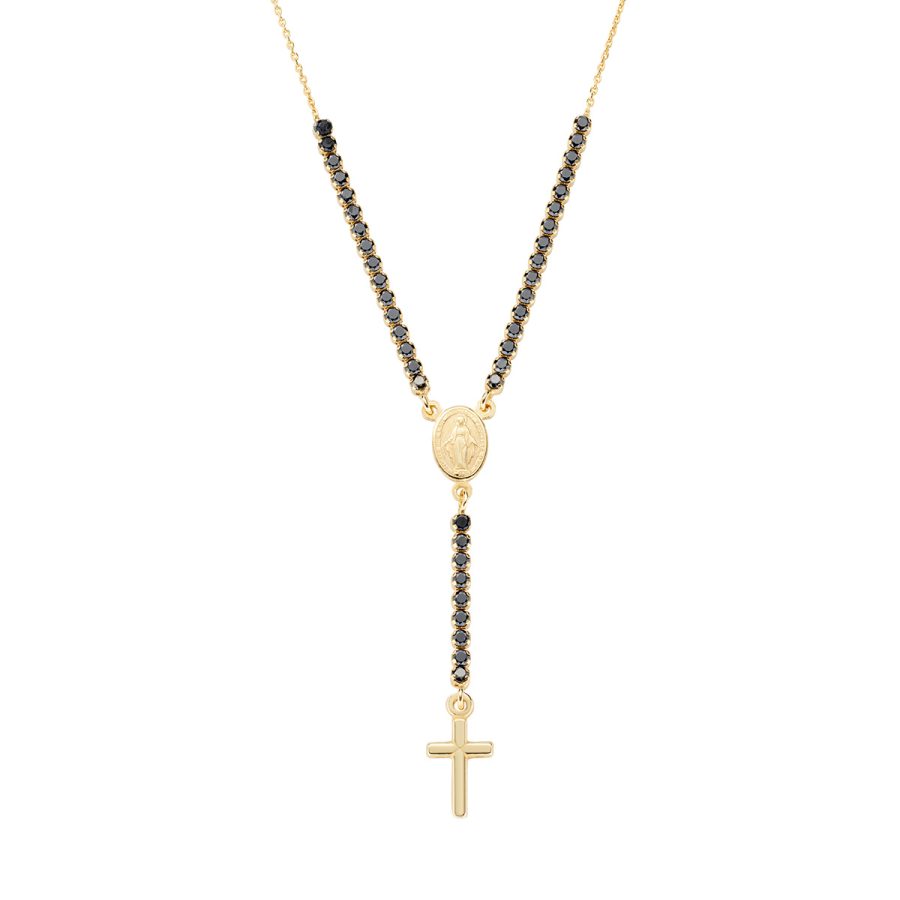 Pozlaćena tenis krunica ogrlica s crnim cirkonom CLCRMIGNZ4