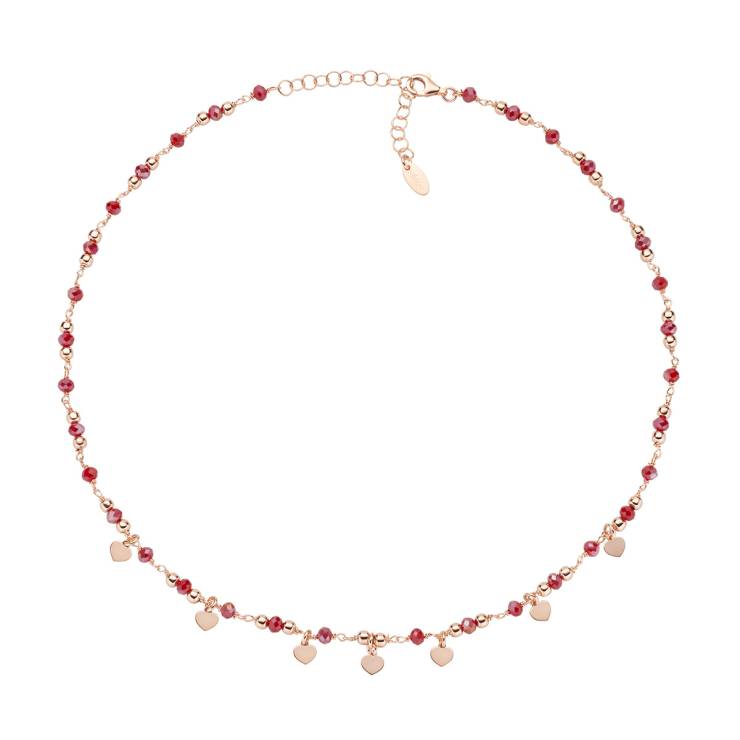 Rosè elegantna ogrlica s crtvenim kristalima CLMCURR