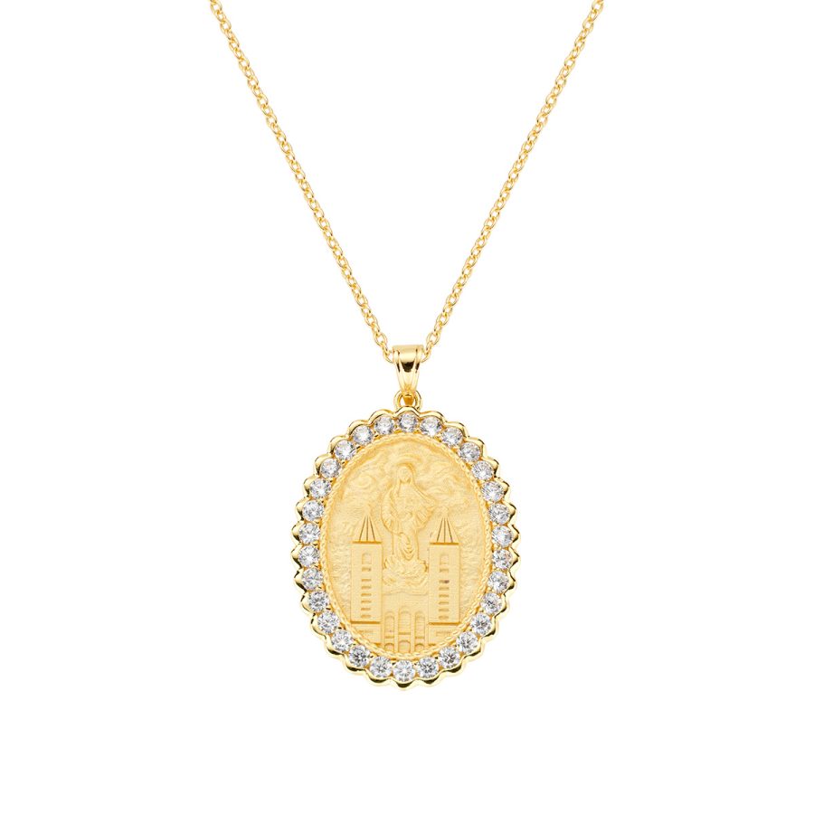 Pozlaćena ogrlica Međugorje s bijelim cirkonima CLMDGBZ