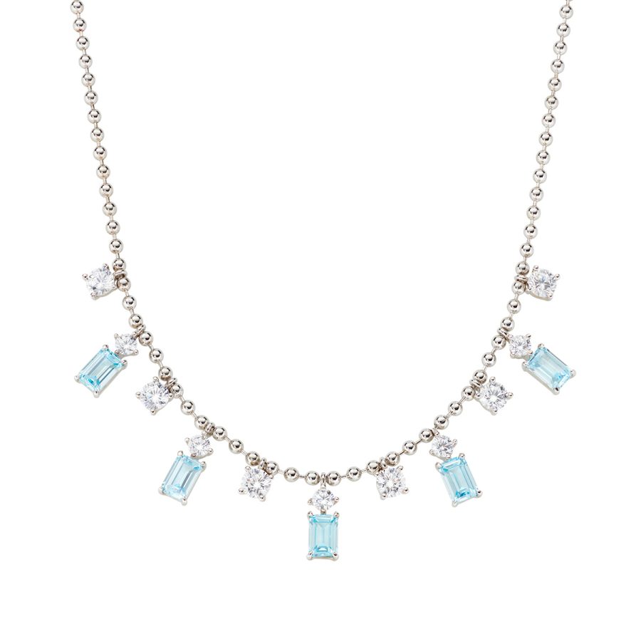 Princess ogrlica s bijelim i aquamarin cirkonom u obliku srca CLPAOVBACBZ1