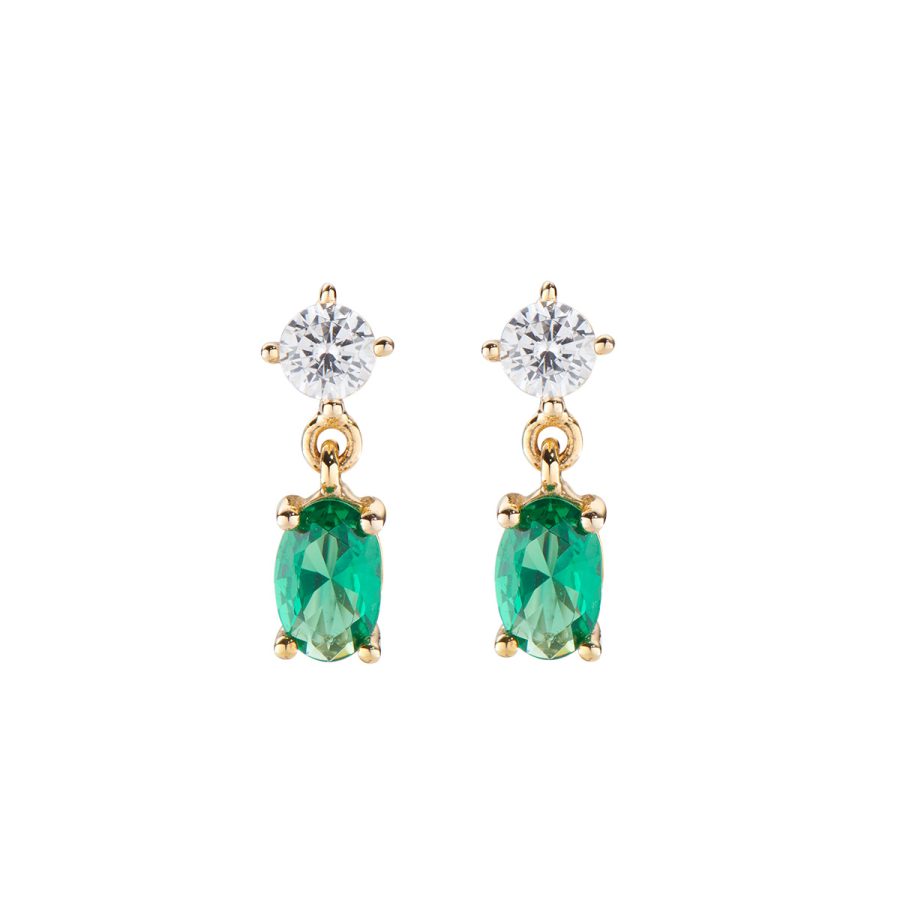 Princess pozlaćene naušnice s oval zelenim cirkonom EOVGV