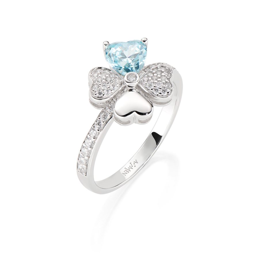 Prsten četverosrce s aquamarin cirkonom RQUBAC