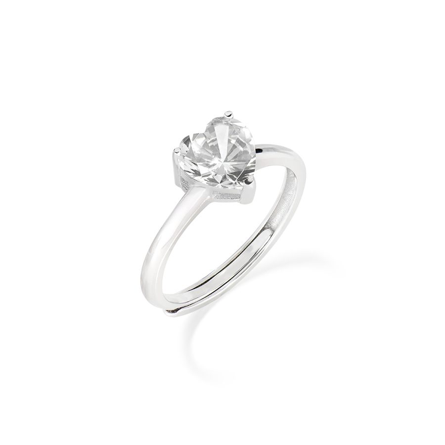 Prilagodlljivi srebrni prsten srce sa cirkonom RSHBBZ6