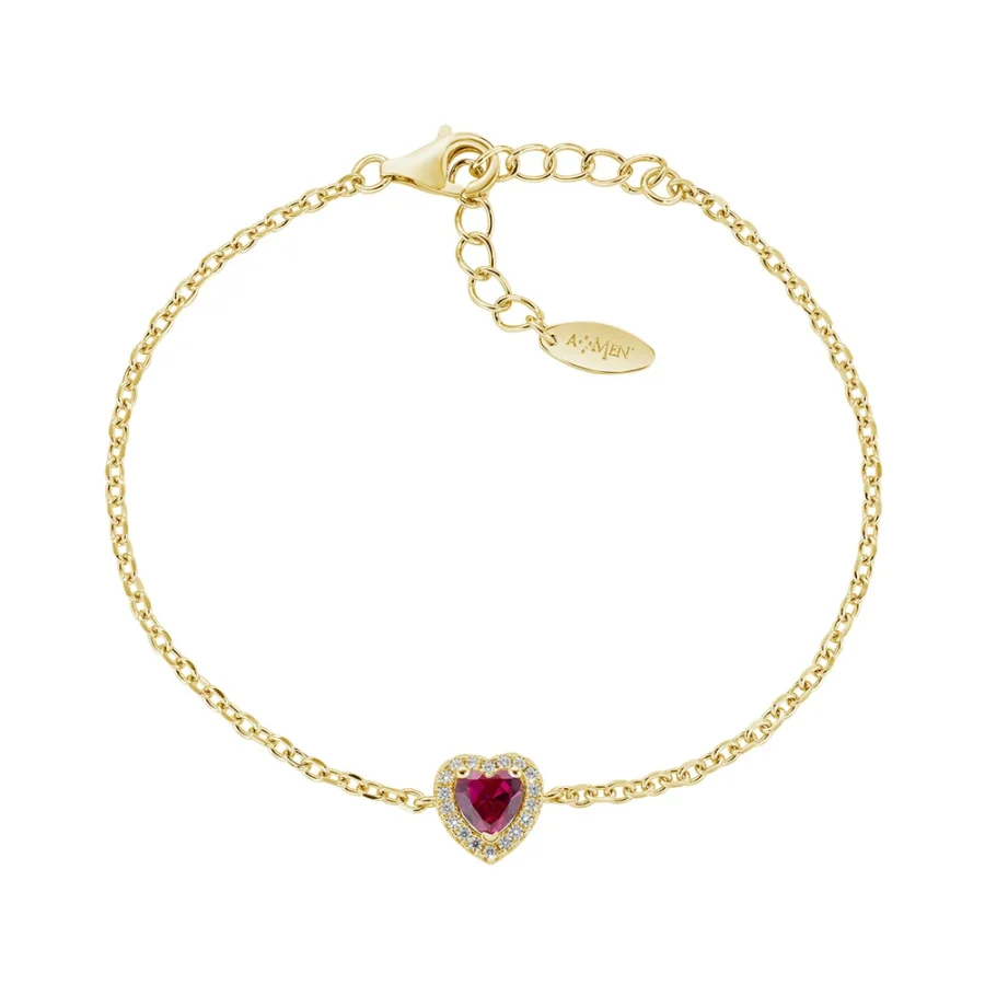 Pozlaćena narukvica s crvenim cirkonom BRTICUGRZ