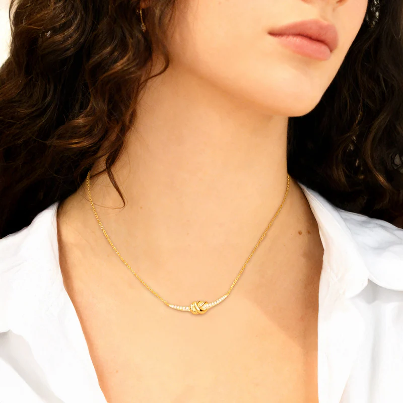 Love Knot pozlaćena ogrlica od mesinga sa cirkonima OTCLNOAMGZ