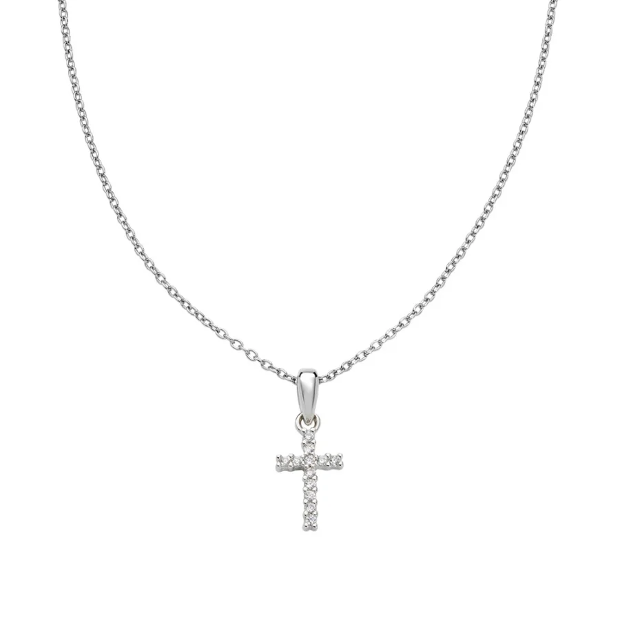 Ogrlica s privjeskom križa i bijelim cirkonima CLAPCRBBZ3