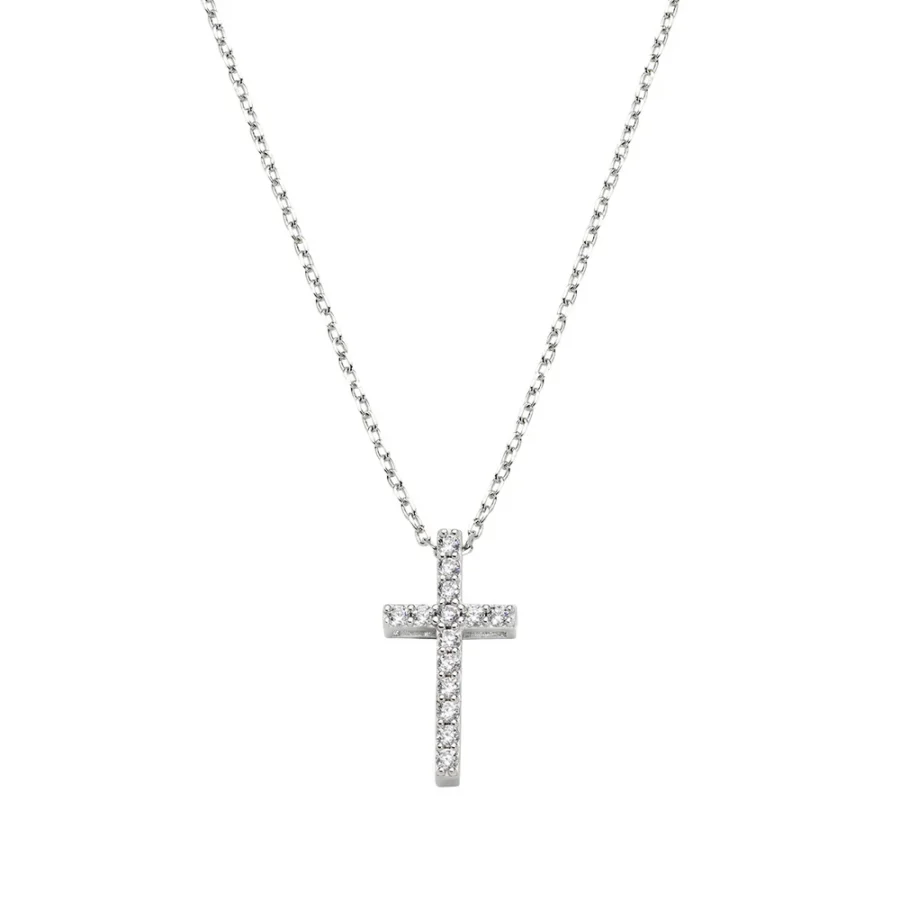 Ogrlica s privjeskom križa i bijelim cirkonima CLCRLUBBZ1