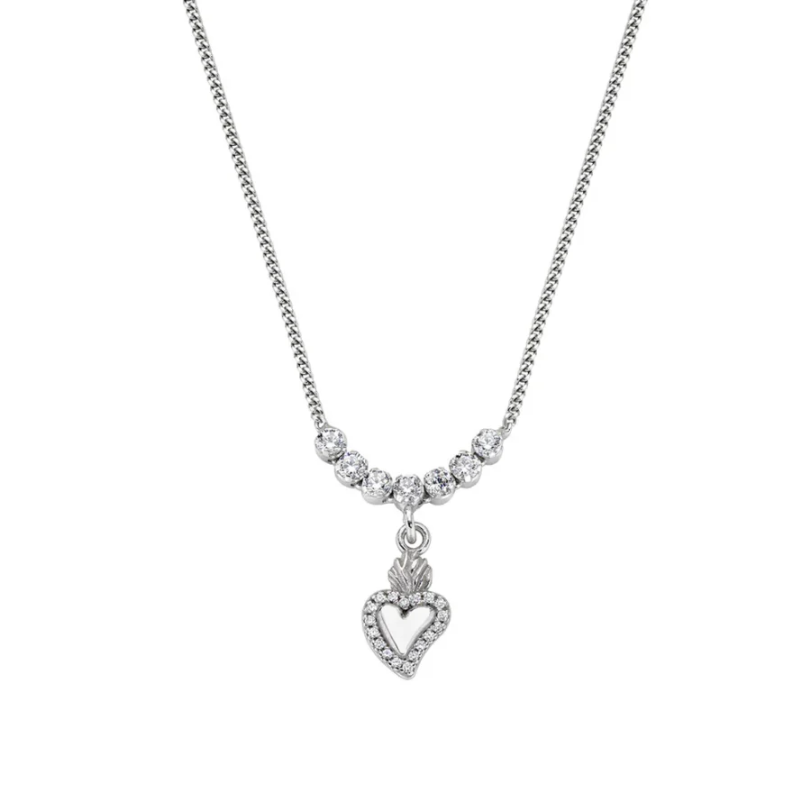 Ogrlica s privjeskom Presvetog Srca s bijelim cirkonima CLTSCBBZ