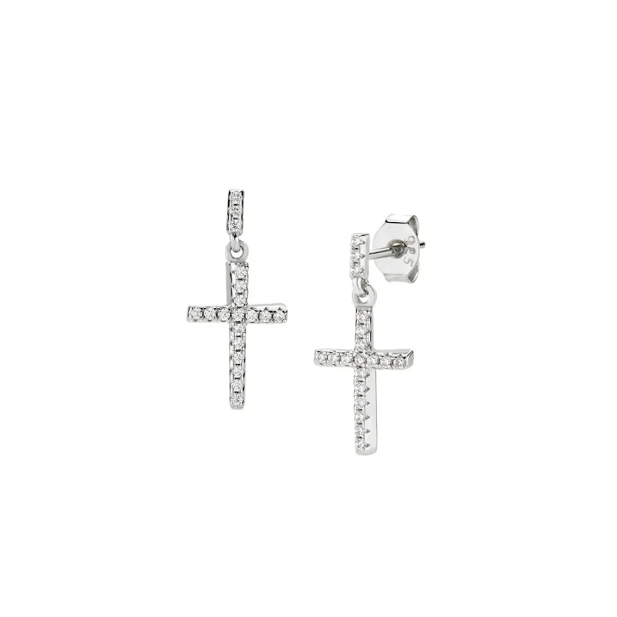 Naušnice s privjeskom križa i bijelim cirkonima ORAPCRBBZ1